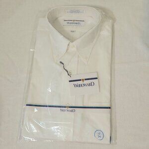 Vtg Woodward Mens Pinpoint Oxford Shirt 16-34 Regular Fit White 100% Cotton NWT